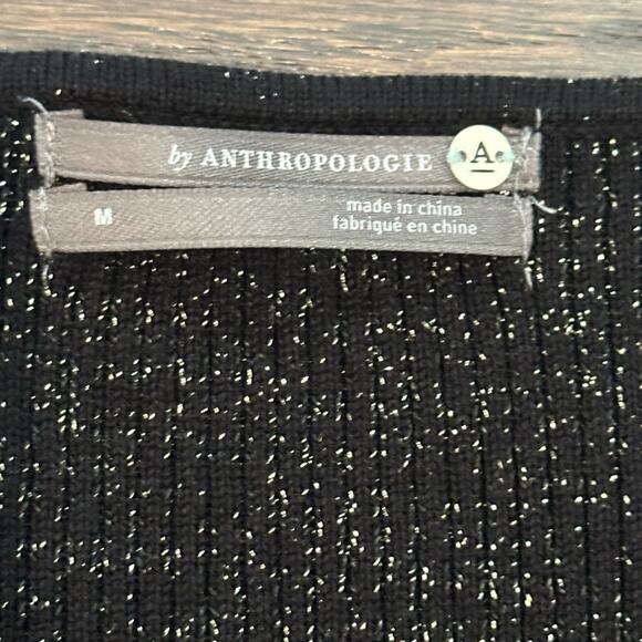 Anthropologie Black Metallic Pullover Sweetheart Sweater Size Medium - Picture 10 of 12
